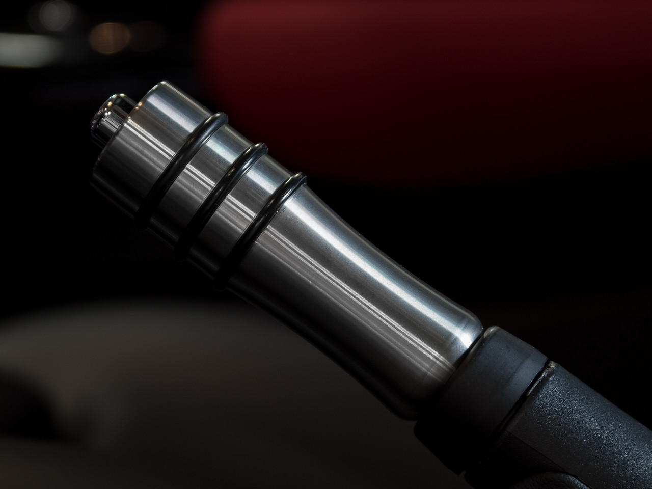 The stainless steel version of the CravenSpeed Hand Brake Handle installed in a 2016 MINI Cooper S.