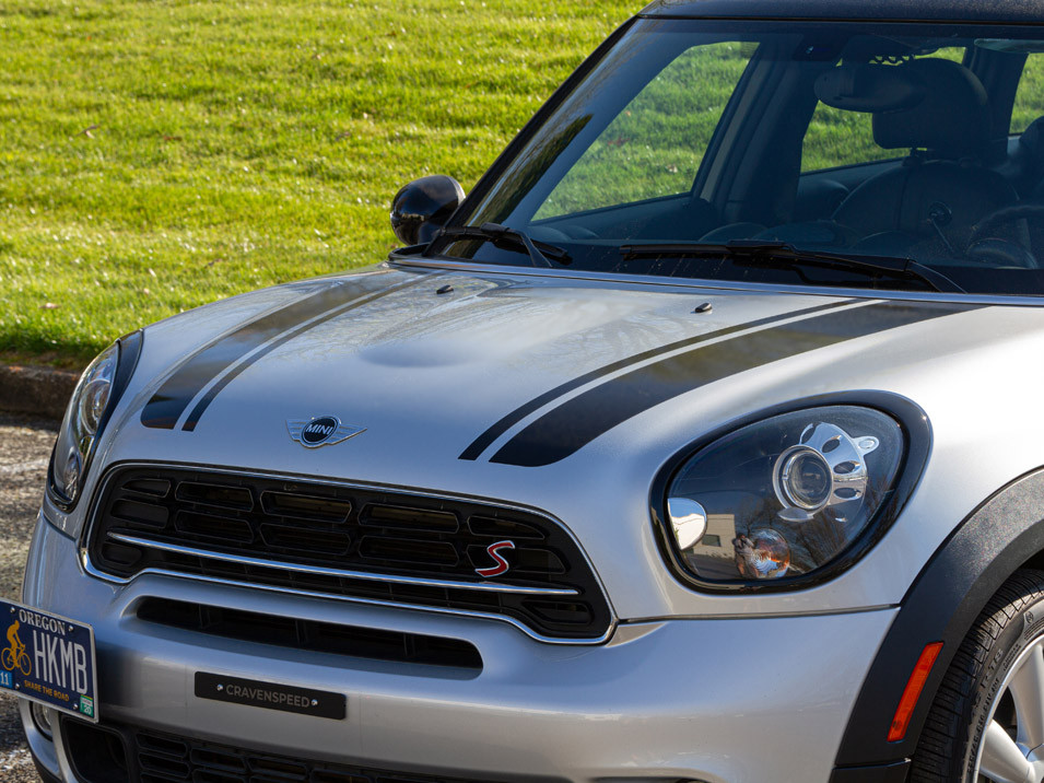 Decal Sets for MINI Countryman R60 2011 to 2016 Bonnet Split Stripes Matte Black