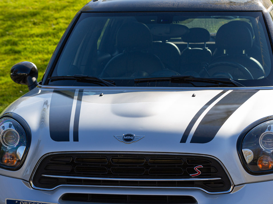 Decal Sets for MINI Countryman R60 2011 to 2016 Bonnet Split Stripes Gloss White