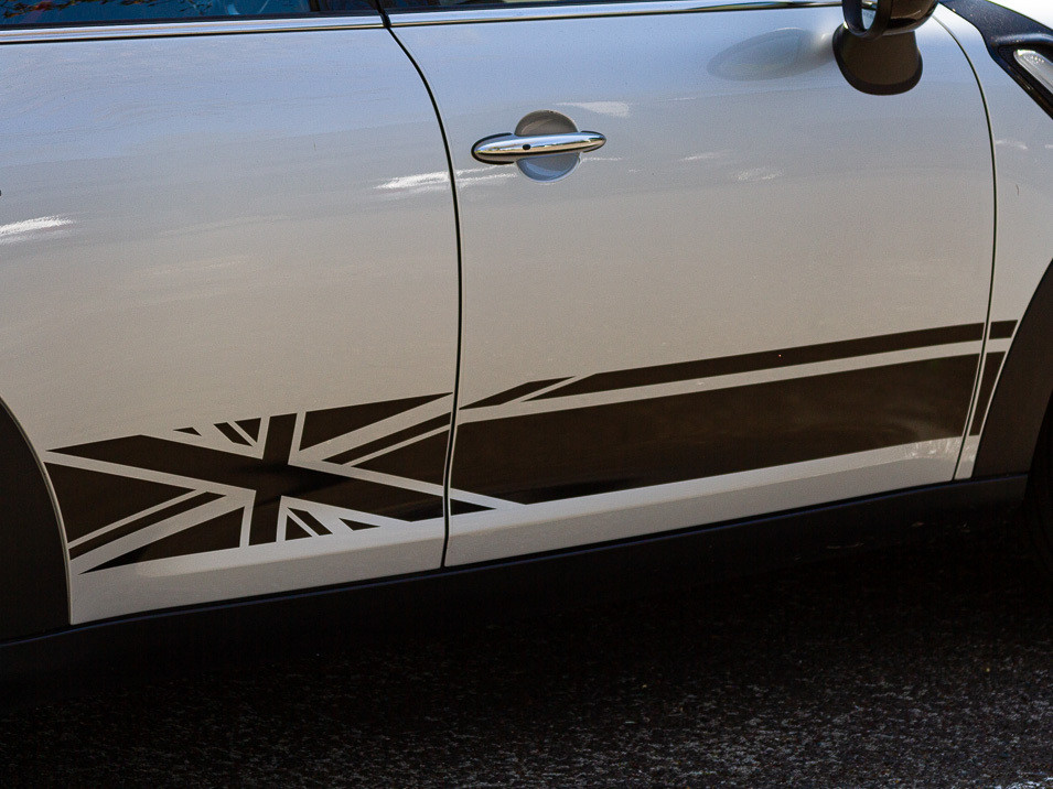 Decal Sets for MINI Countryman R60 2011 to 2016 Union Jack Side Stripes Matte White