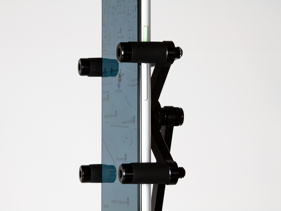 Scissor holder for the CravenSpeed Gemini Phone Mount for MINI Coupe R58 holding a Pixel 3XL.