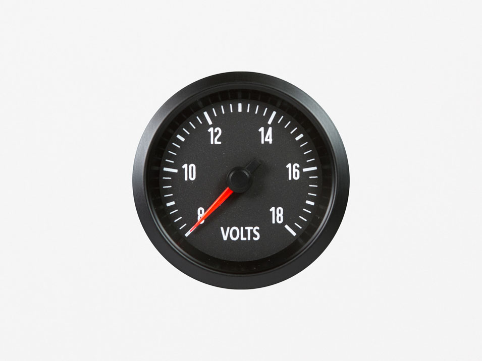 Performance Gauges by Marshall Voltmeter Black Bezel, Black Face