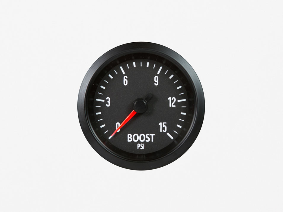 Performance Gauges by Marshall Boost (intake manifold pressure) Black Bezel, Black Face