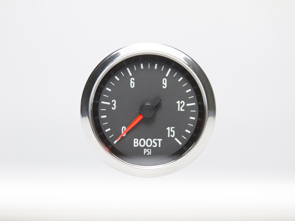 Performance Gauges by Marshall Boost (intake manifold pressure) Chrome Bezel, Black Face