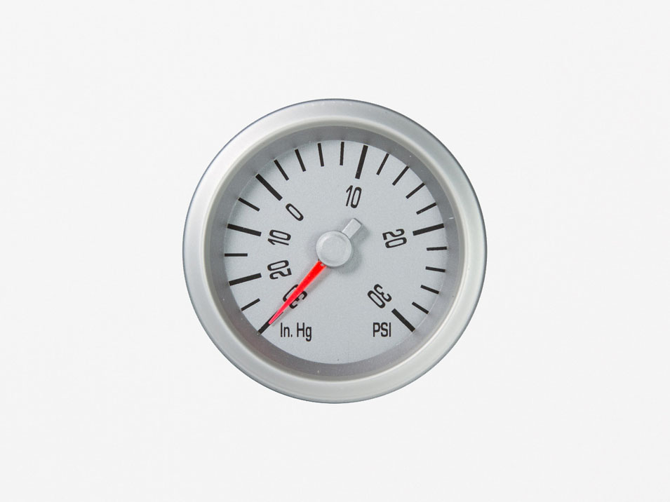 Performance Gauges by Marshall Boost/Vaccuum Silver Bezel, Silver Face