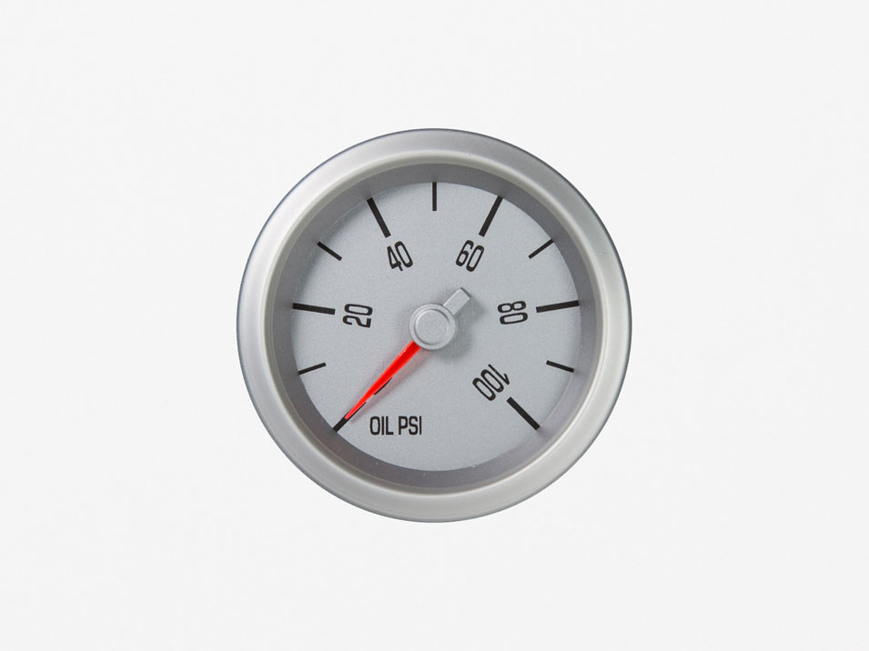 Performance Gauges by Marshall Oil Pressure Silver Bezel, Silver Face