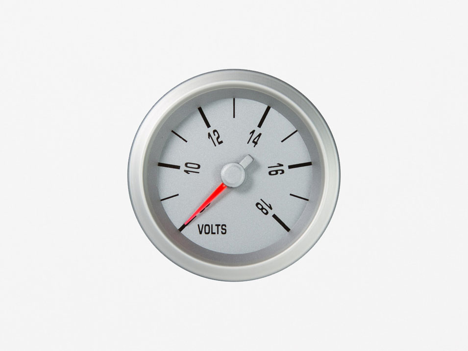 Performance Gauges by Marshall Volts Silver Bezel, Silver Face