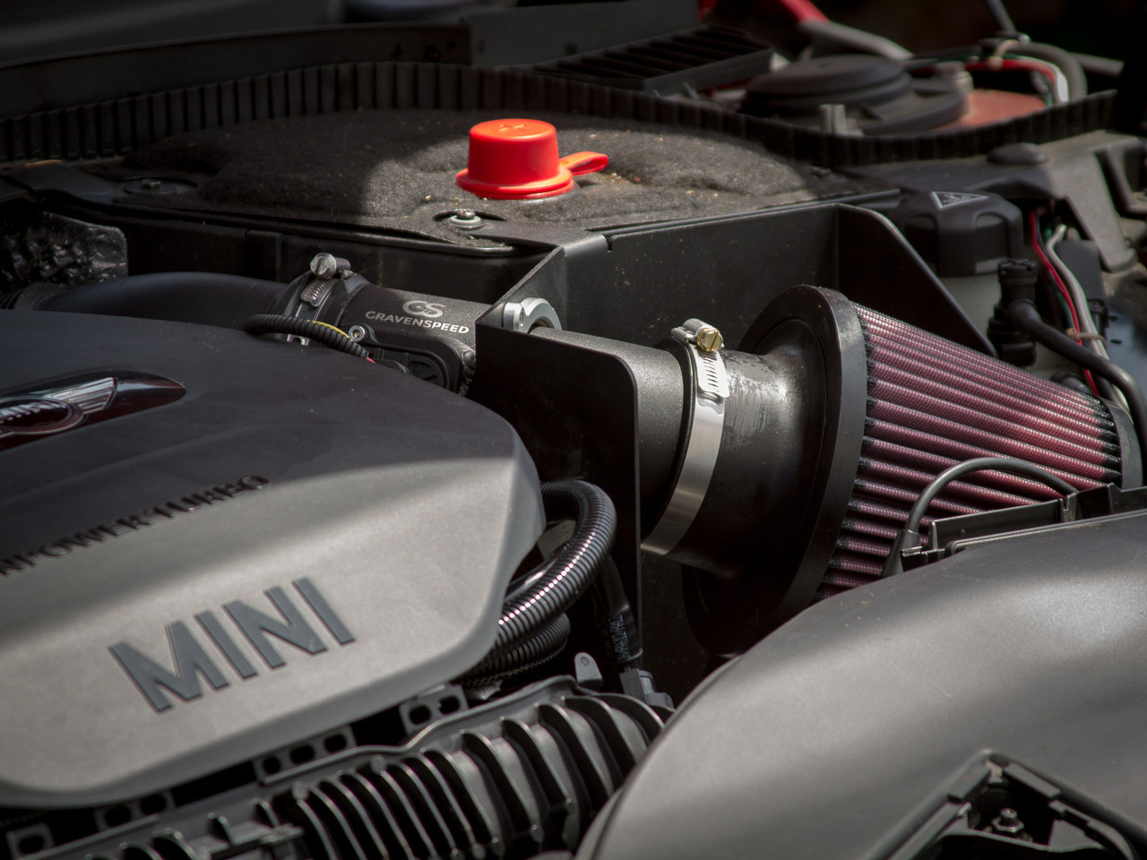 The CravenSpeed Cold Air Intake installed in a MINI Cooper S.