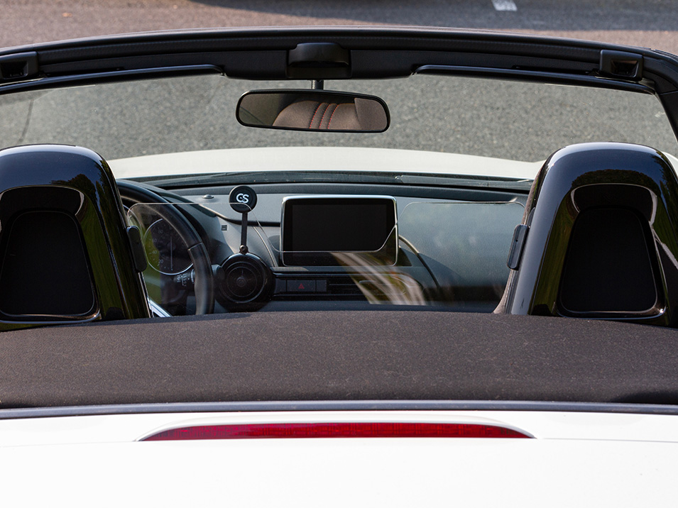 The MX-5 Things Acrylic Wind Deflector installed in a Mazda MX-5 Miata ND