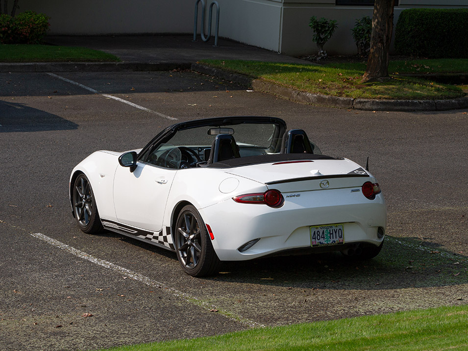 The MX-5 Things Acrylic Wind Deflector installed in a Mazda MX-5 Miata ND