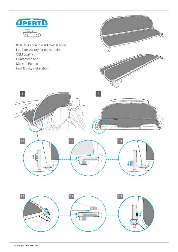 Convertible Wind Deflector for BMW 1 Series E81, E82, E87, E88 2008 to 2013
