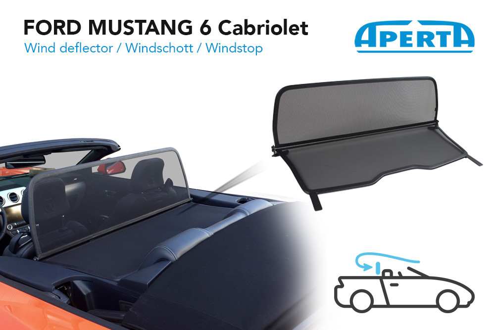 Convertible Wind Deflector for Ford Mustang 6th gen 2015 to 2023 Drilling Required