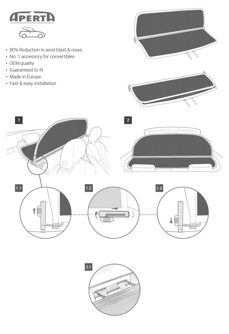 Convertible Wind Deflector for Jaguar XK-Series X150 2006 to 2015