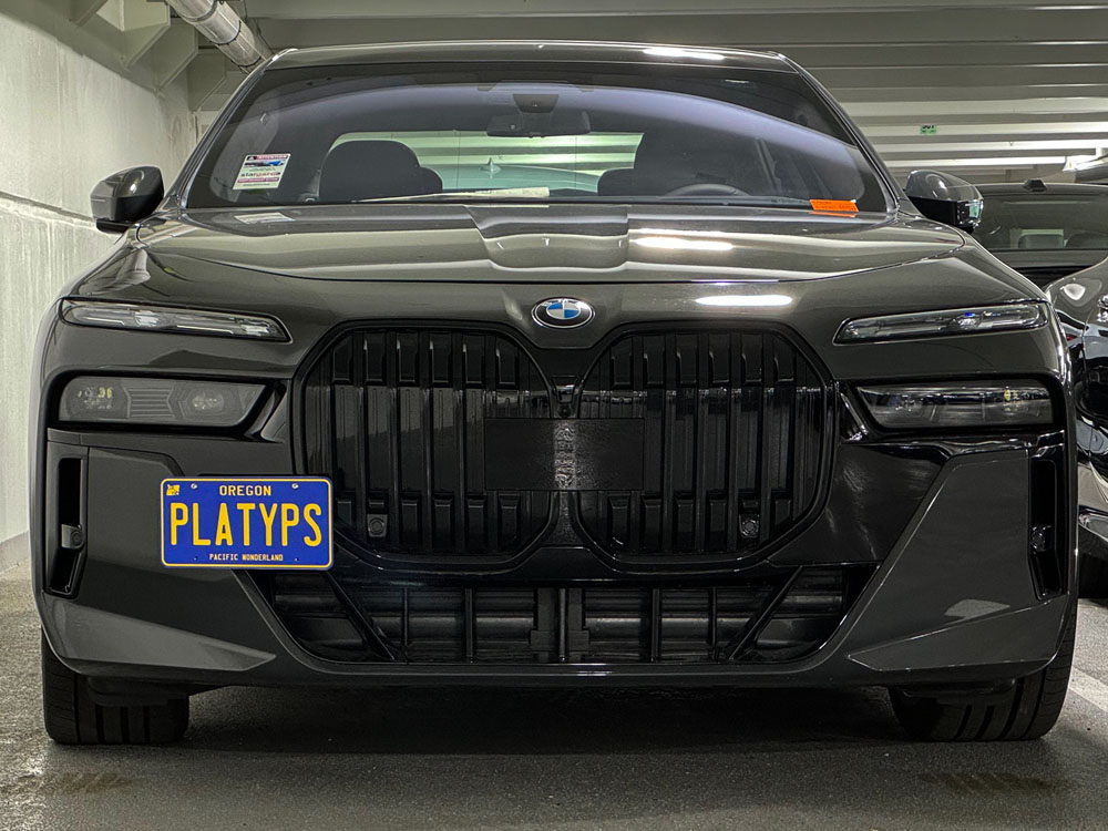 The Platypus License Plate Mount for BMW 7 Series G70 2023 to 2025