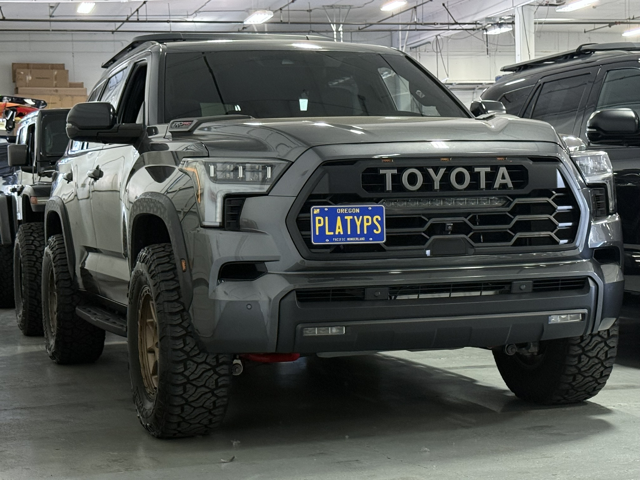 The Platypus License Plate Mount for Toyota Sequoia 3rd gen XK80 2023 to 2026