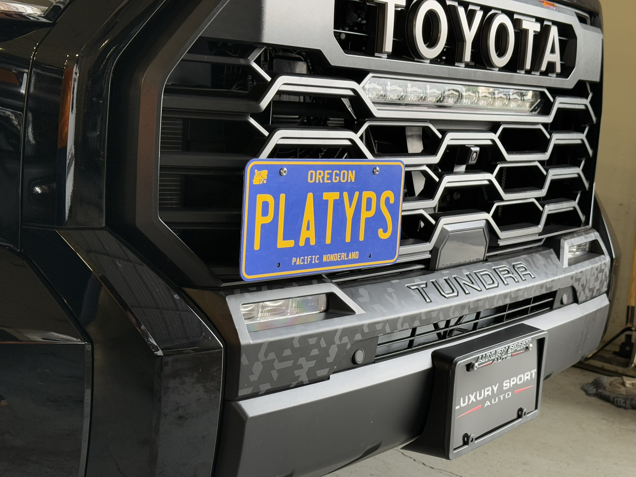 The Platypus License Plate Mount for Toyota Tundra 4th gen XK70 2022 to 2024