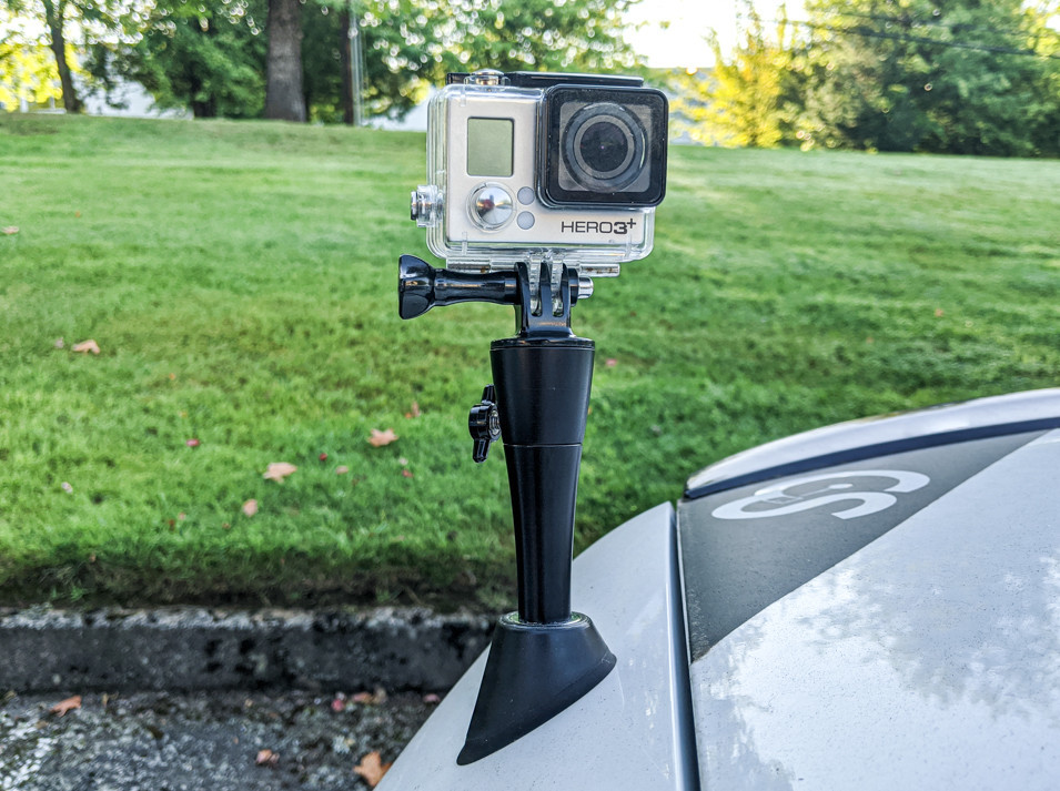 The Antenna Camera Mount with Action Camera (not included), installed at rear fender