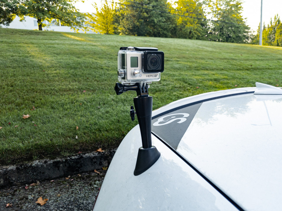 The Antenna Camera Mount with Action Camera (not included), installed at rear fender