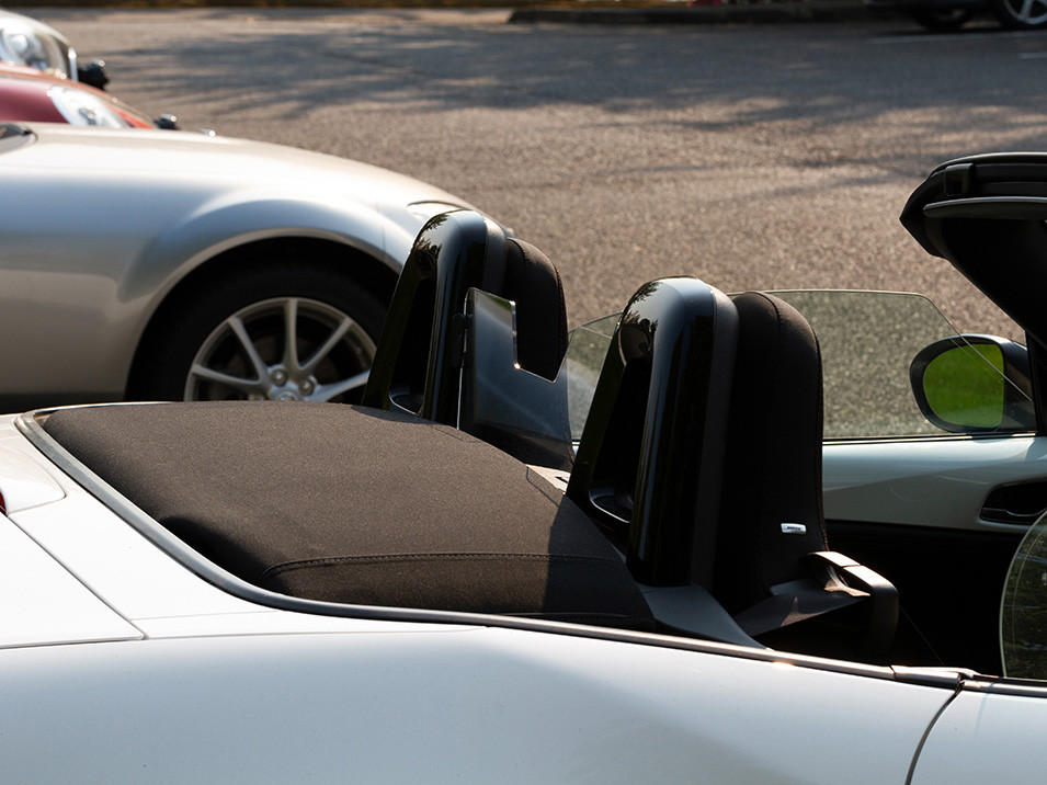 The MX-5 Things Acrylic Wind Deflector installed in a Mazda MX-5 Miata ND
