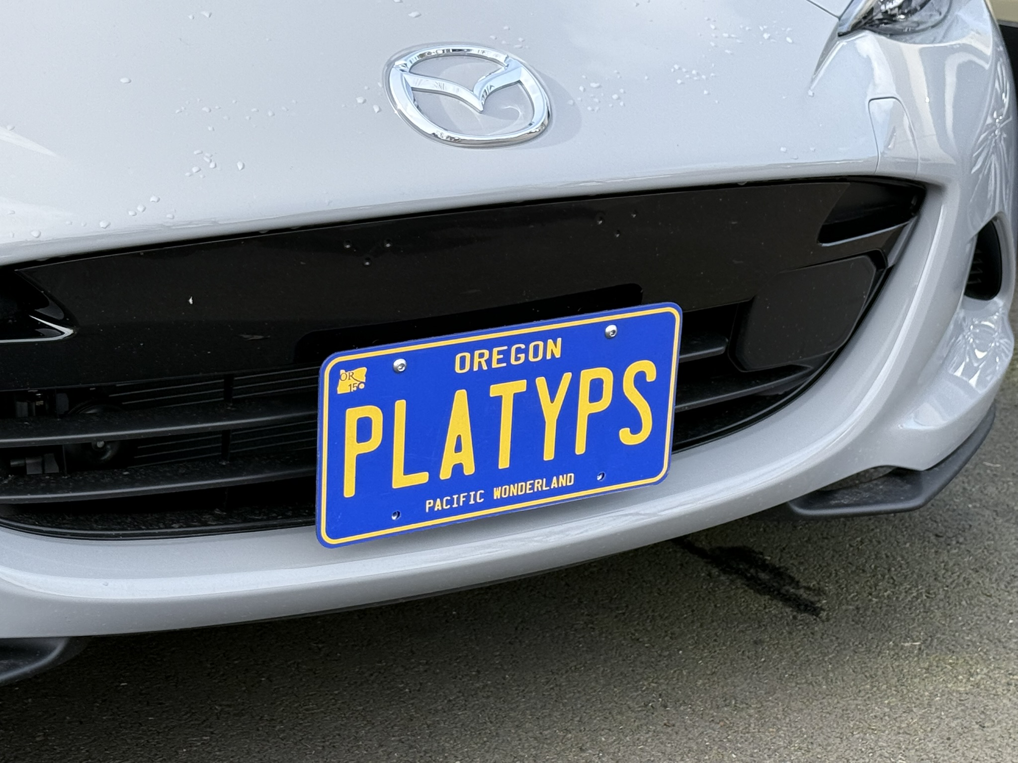 The Platypus License Plate Mount for Mazda MX-5 Miata RF 4th gen ND 2017 to 2024 ND3 (Automatic or Mesh Grille)