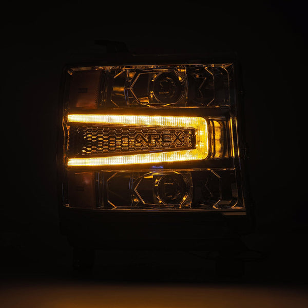 AlphaRex Projection Headlights for Chevrolet Silverado 1500 3rd gen 2014 to 2018 LUXX-Series LED 2016-2018 Chrome