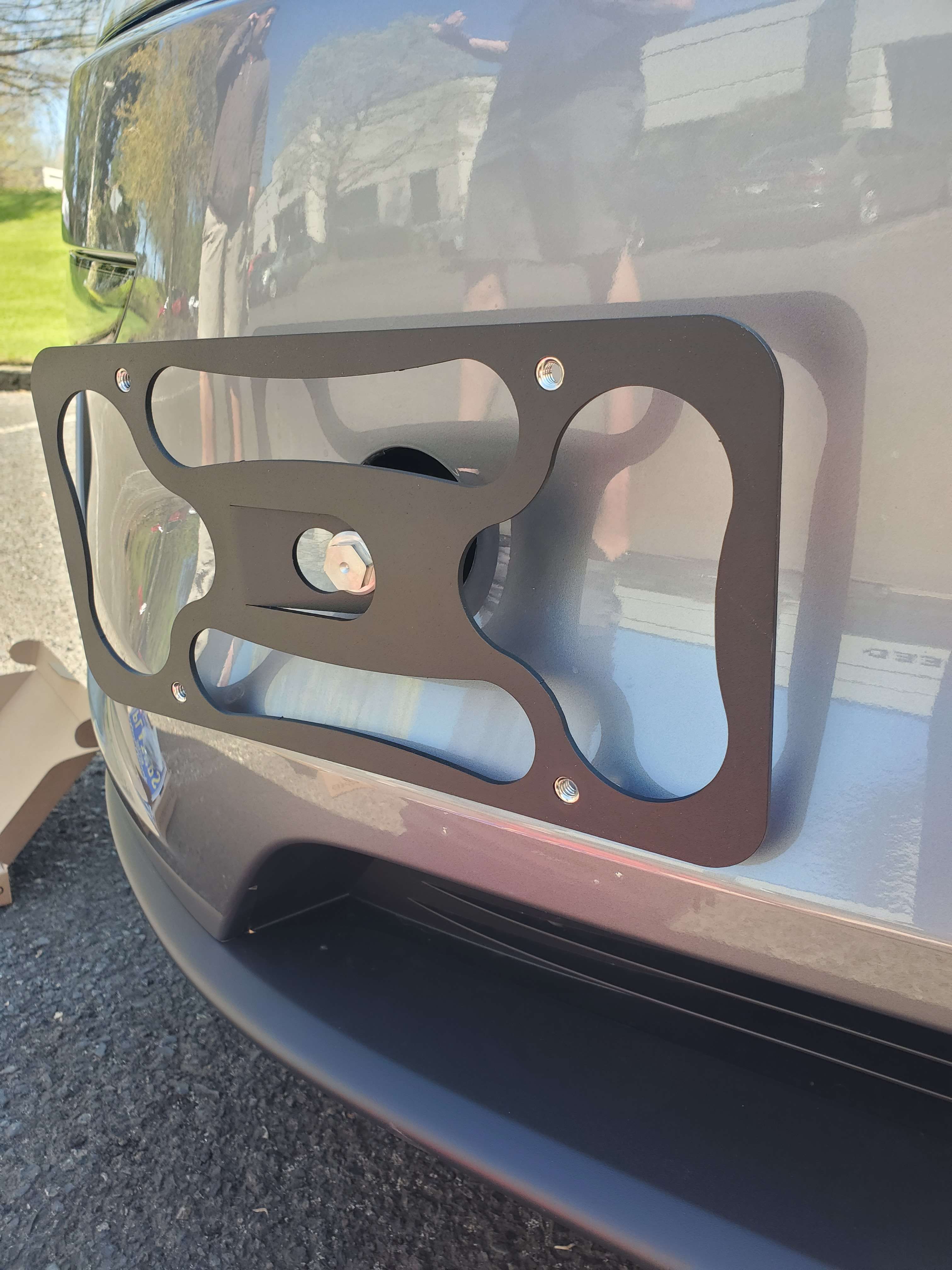 The Platypus License Plate Mount for Tesla Model Y Juniper 2026 to 2028