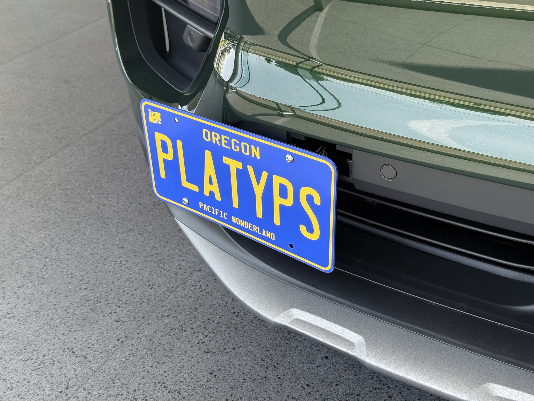 The Platypus License Plate Mount for Porsche Macan 2nd gen 2024 to 2026 