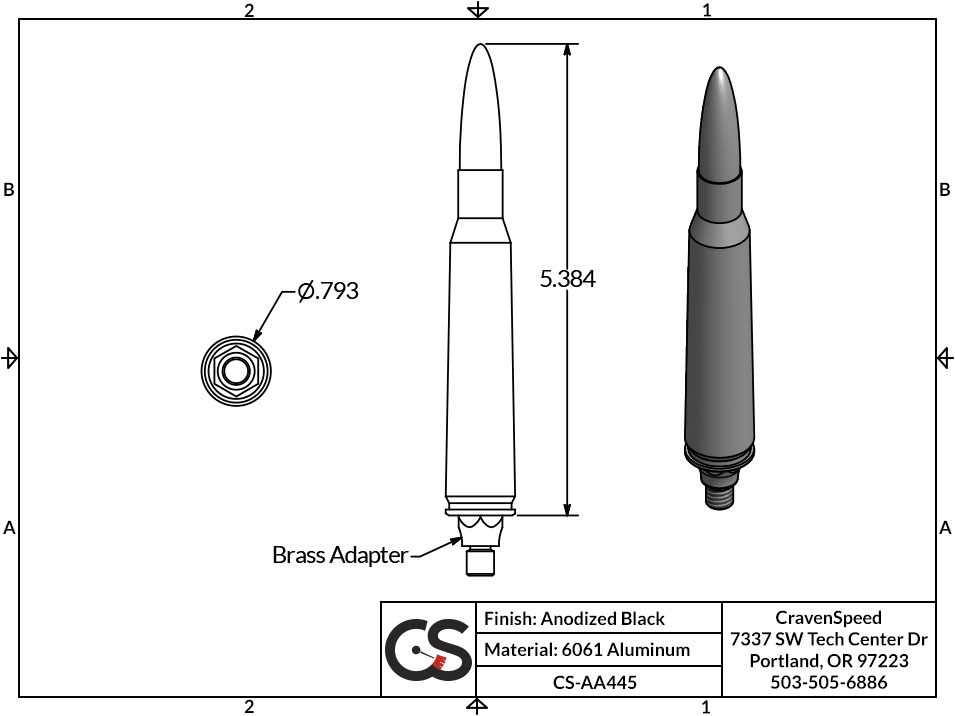 Bullet Style Stubby Antenna for 2020-2021Jeep Gladiator (JT)