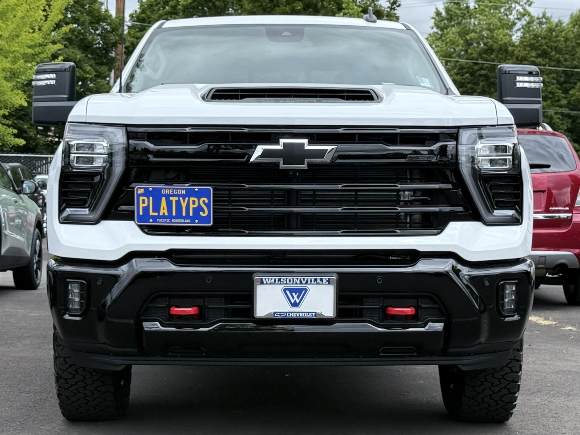 The Platypus License Plate Mount installed on a 2025 Chevrolet Silverado HD LT with the Z71 Off-Road Package