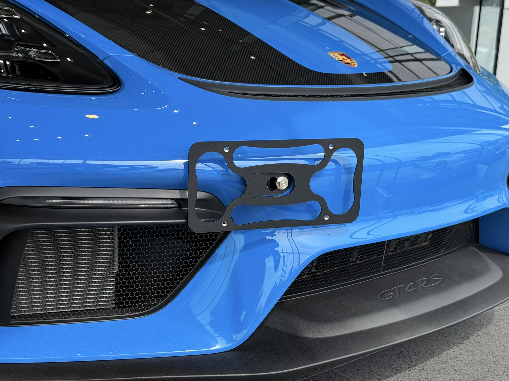 The Platypus License Plate Mount for Porsche 718 Cayman 982 2017 to 2025 GT4 / GT4 RS