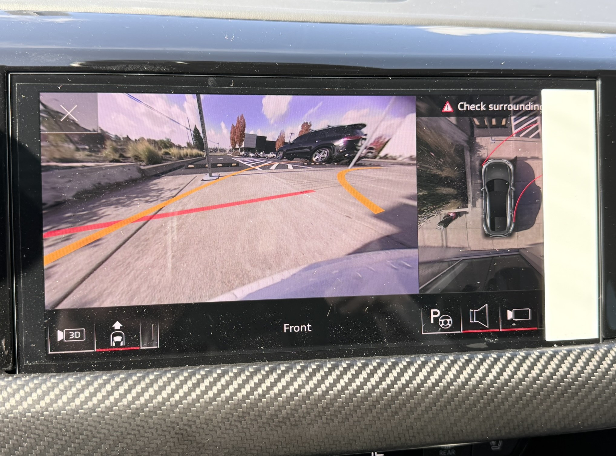 When installed correctly, the Platypus License Plate Mount will not interfere with the parking sensors on the Audi S e-tron GT