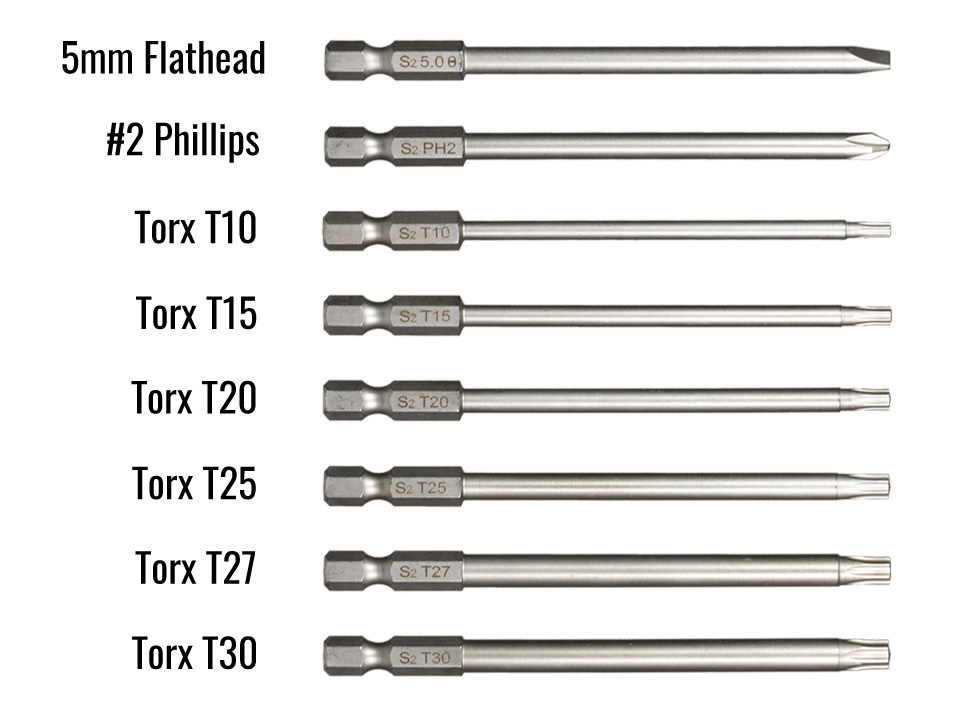 The bits included with the CravenSpeed 8-Bit Tool Kit.