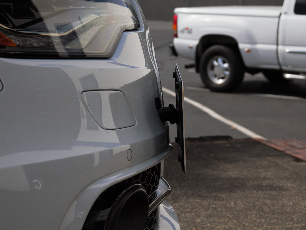 The Platypus License Plate Mount installed