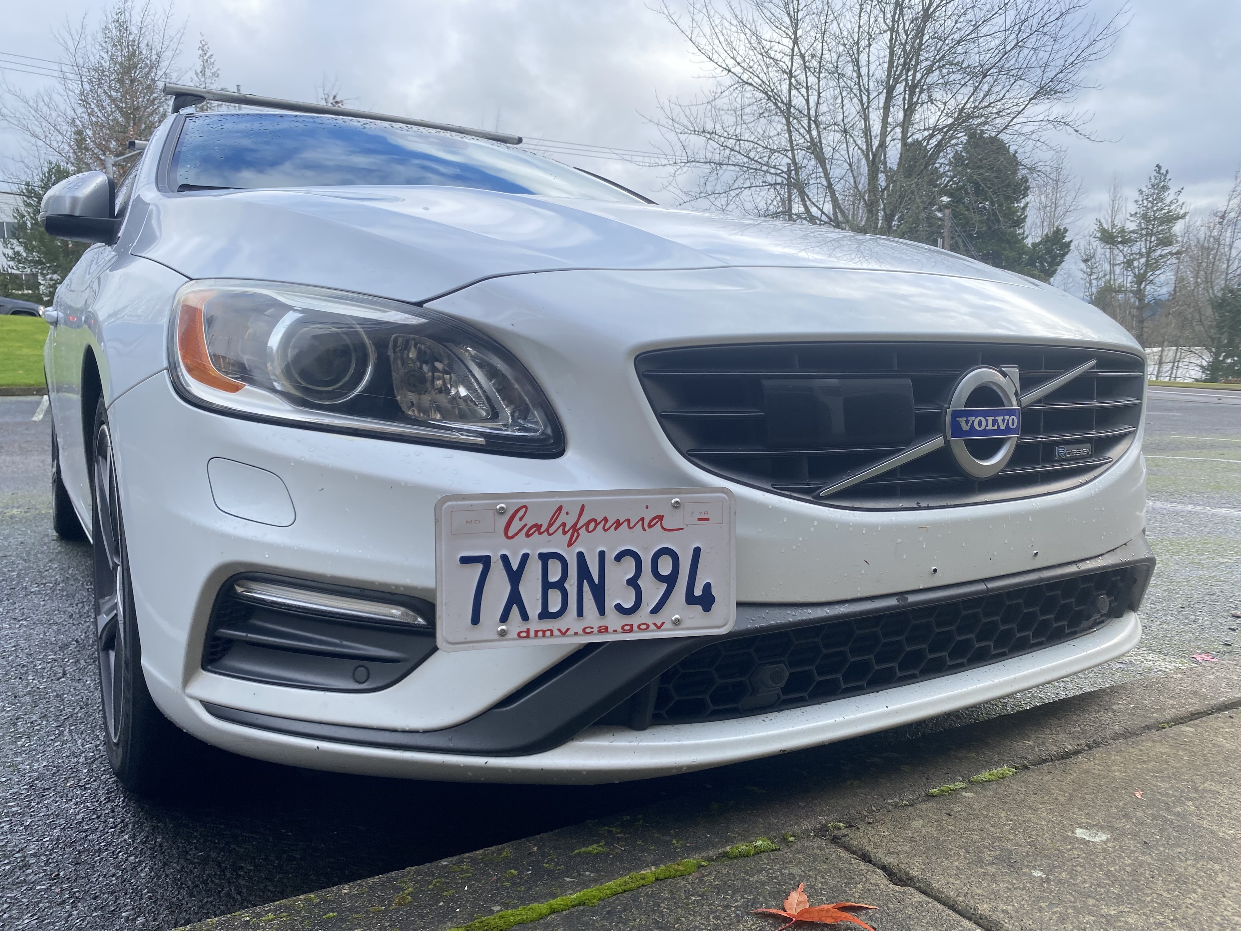 The Platypus License Plate Mount installed on a Volvo V60