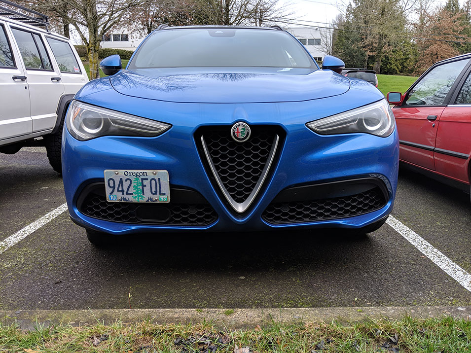 The Platypus License Plate Mount for Alfa Romeo Stelvio 2018 to 2024