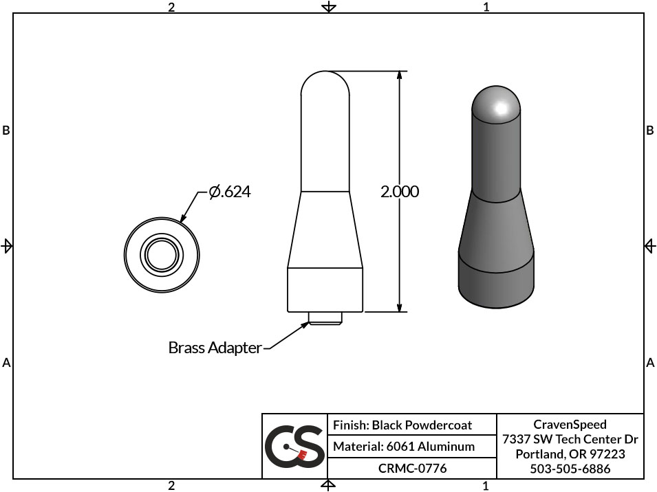 Image to Show Scale for CRMC-0776 Stubby JR Antenna for 2016-2017 Buick Enclave
