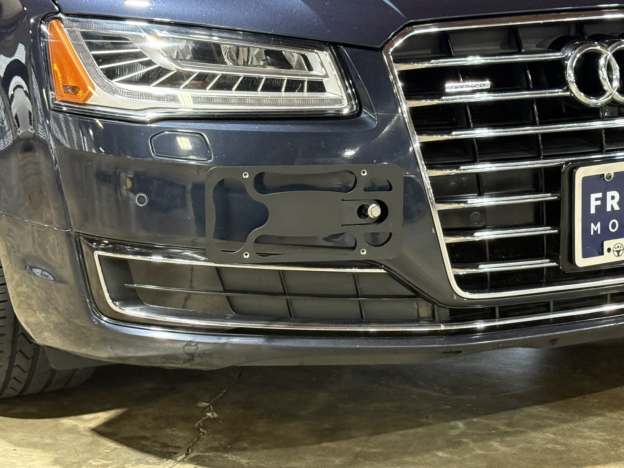 The Platypus License Plate Mount for Audi A8 3rd gen D4 2011 to 2018