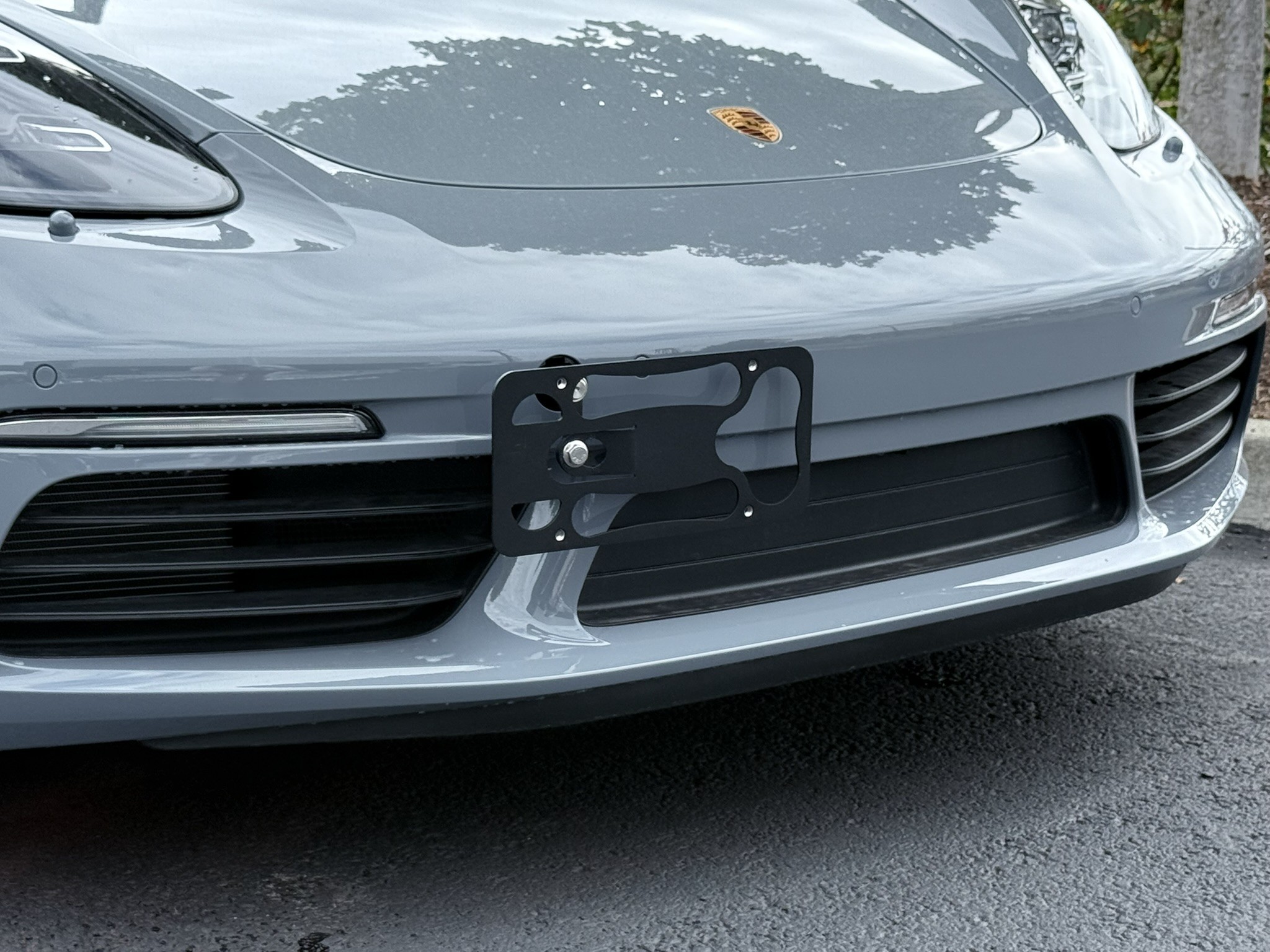 The Platypus License Plate Mount for Porsche 718 Cayman 982 2017 to 2025