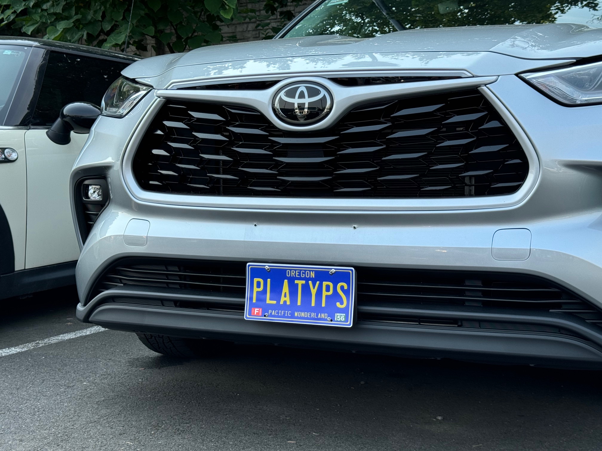 The Platypus License Plate Mount for Toyota Highlander 4th gen XU70 2020 to 2024