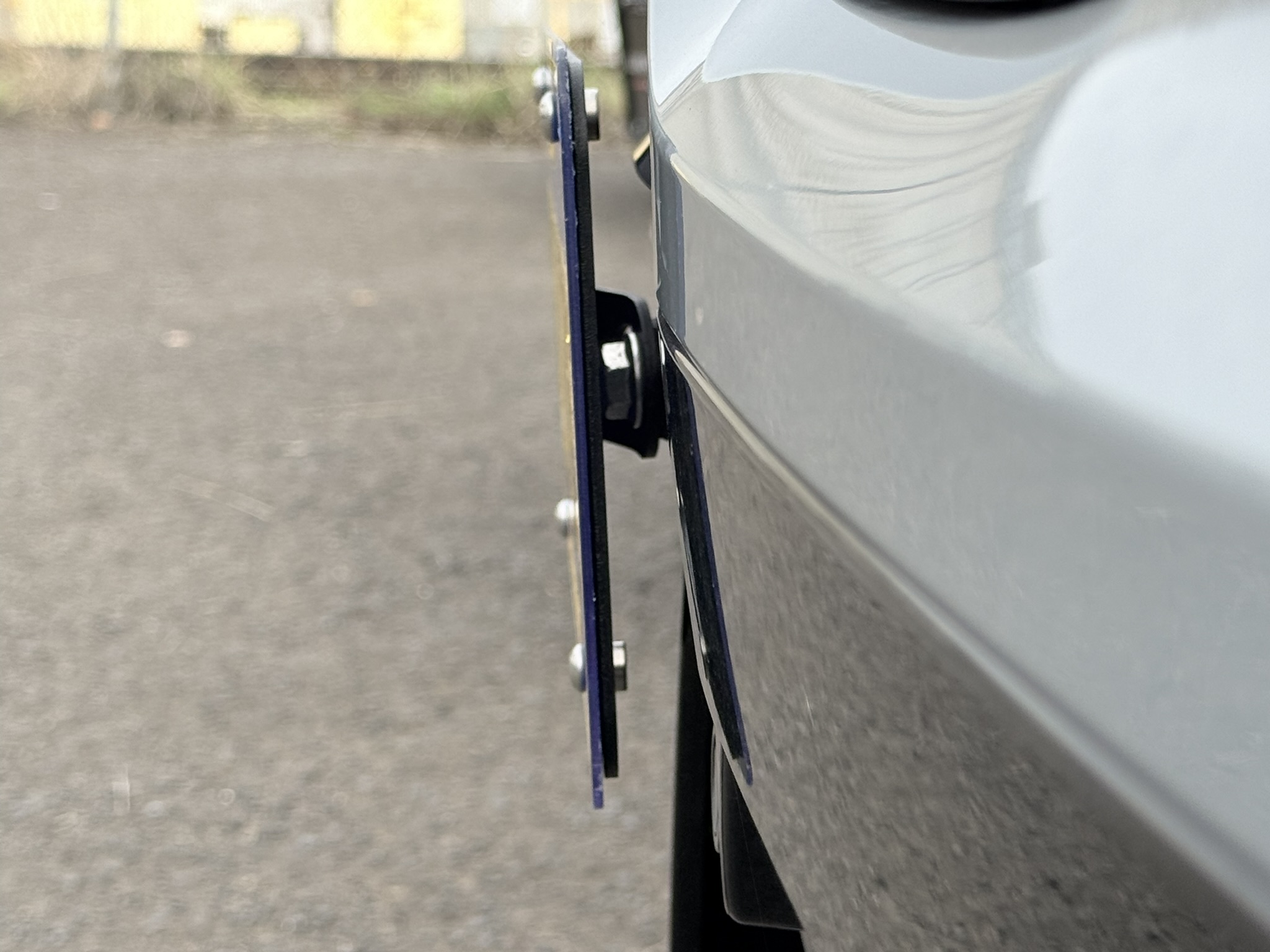 The Platypus License Plate Mount shown on a 2024 BMW X7 M60i