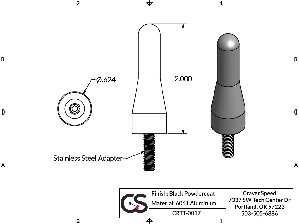 Image to Show Scale for CRTT-0017 Stubby JR Antenna for 1990-1998 GMC Sierra