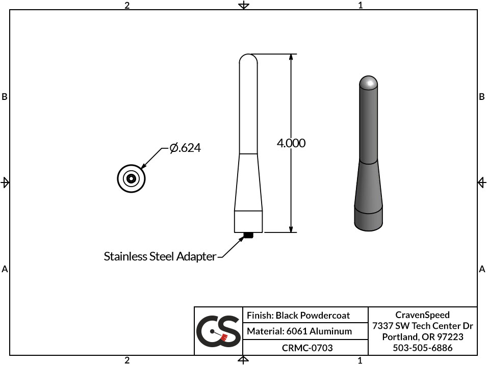 Image to Show Scale for CRMC-0703 The Original Stubby Antenna for 1999-2015 Mazda 5