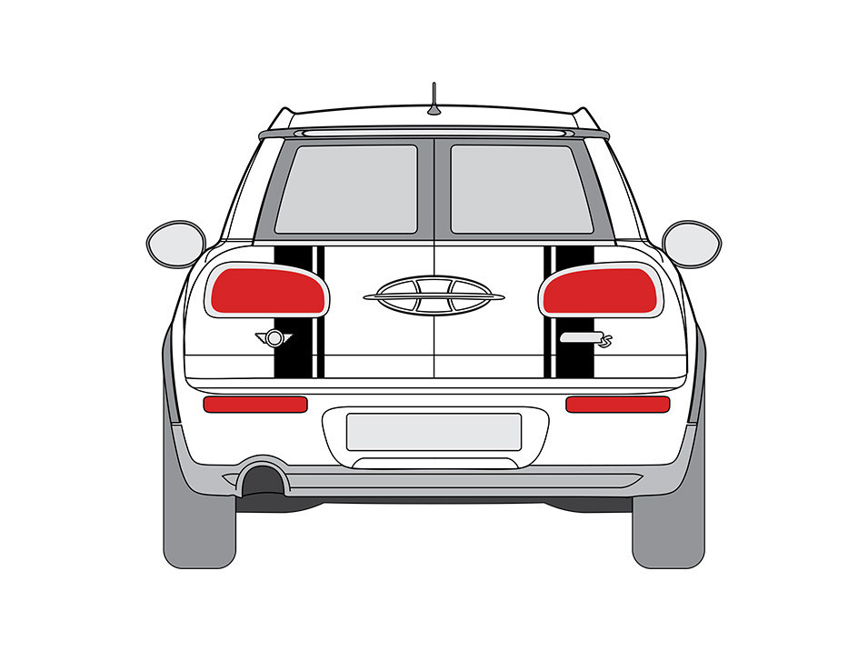 Decal Sets for Mini Clubman F54 2016 to 2024 Boot Split Stripes Matte White