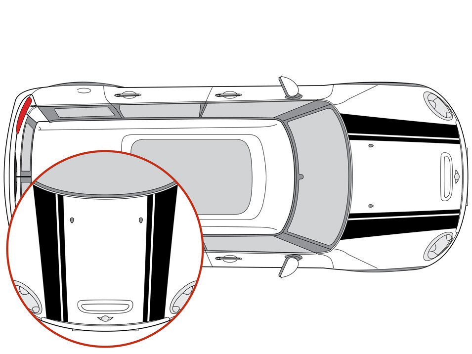Decal Sets for MINI Clubman F54 2016 to 2024 Bonnet Split Stripes