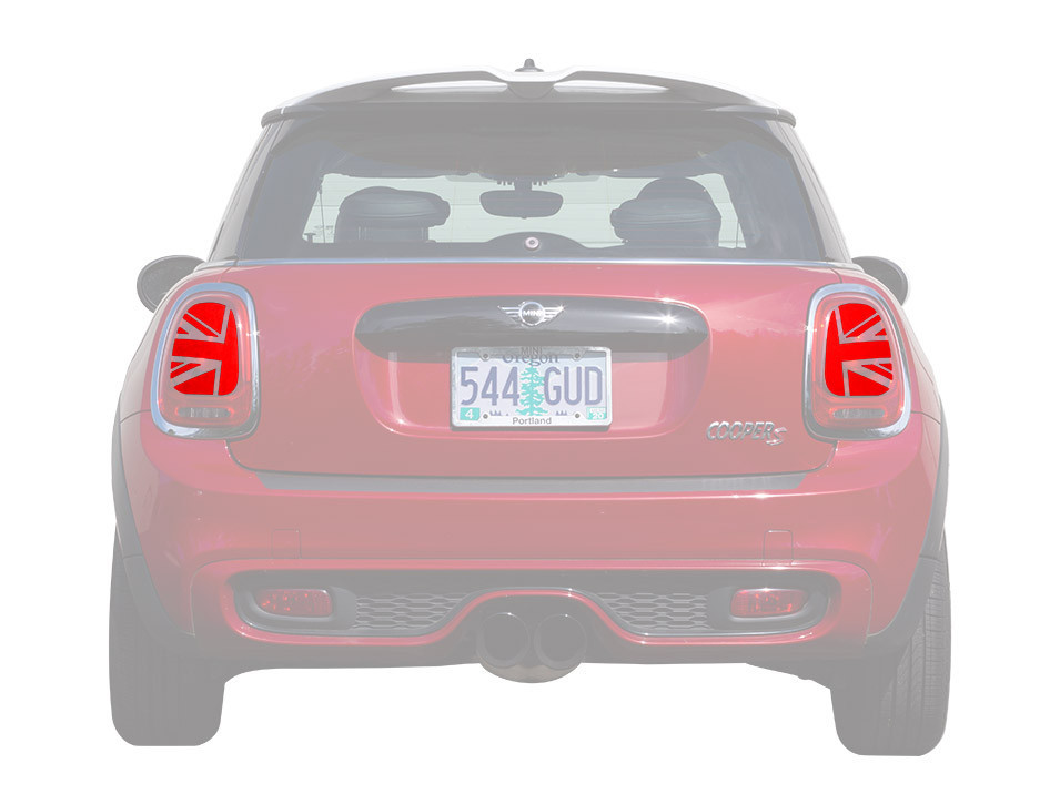Decal Sets for Mini Cooper F55 2014 to 2024 Union Jack Tail Light Overlays Transparent Dark Gray