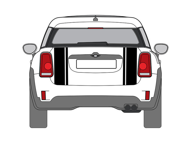 Decal Sets for MINI Countryman F60 2017 to 2024 Boot Split Stripes Non-S  only Matte Black