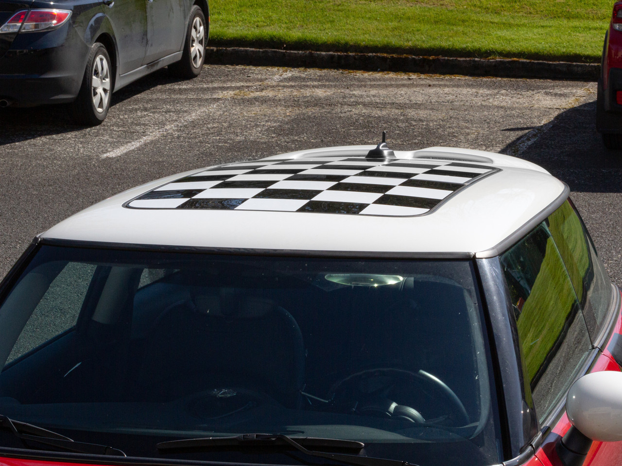 Decal Sets for MINI Cooper F56 2014 to 2024 Checkered Sunroof Transparent  Dark Gray