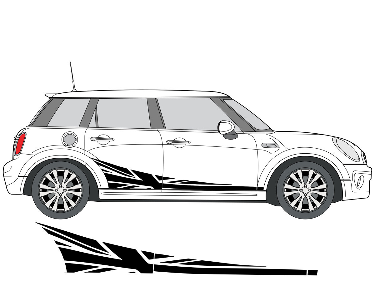 Decal Sets for Mini Cooper F55 Union Jack Side Stripes Matte White