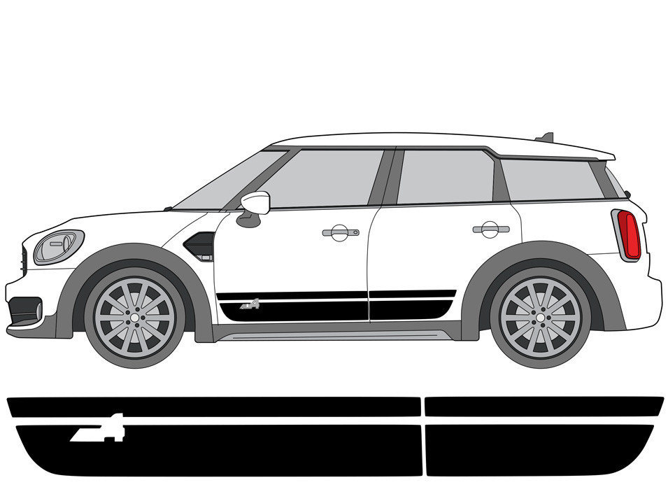 Decal Sets for MINI Countryman F60 2017 to 2024 Checkered Fuel Door Gloss  Black