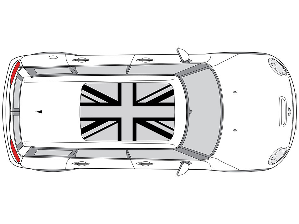 Decal Sets for MINI Cooper F55 2014 to 2024 Union Jack Sunroof Transparent Dark Gray